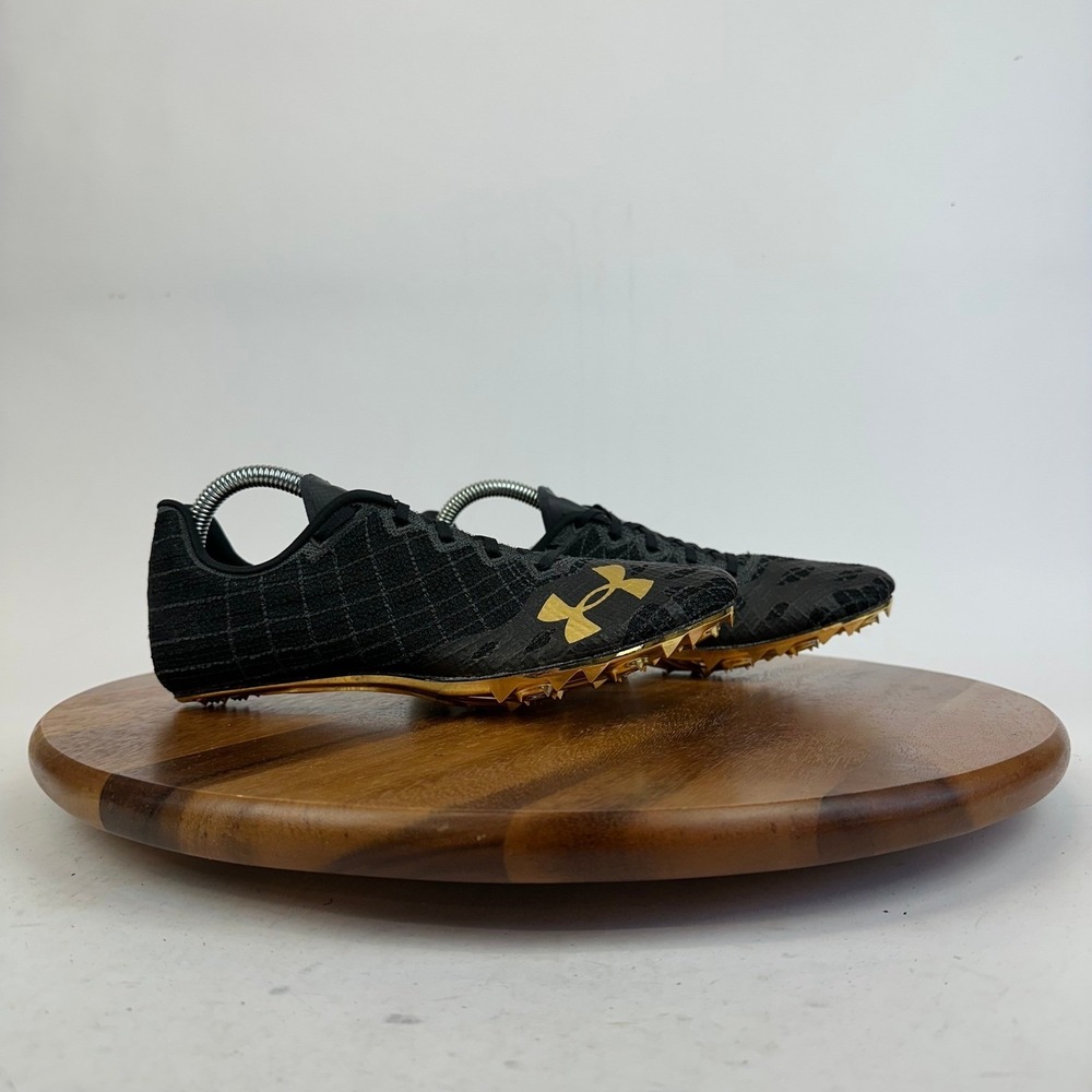 Under Armour HOVR Sprint Pro 3 Mens 11 Black Gold New Track Field Spiked Shoes